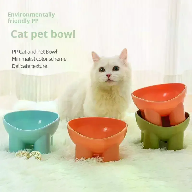 Elevated Cat Bowl with Stand Durable Plastic Pet Food and Water Dish Modern Neck-Friendly Design 1005010271445111