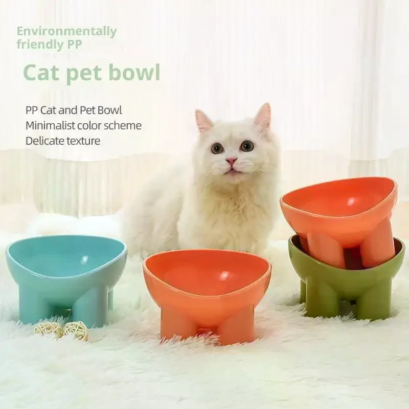 Elevated Cat Bowl with Stand, Durable Plastic Pet Food & Water Dish 1005010273211467