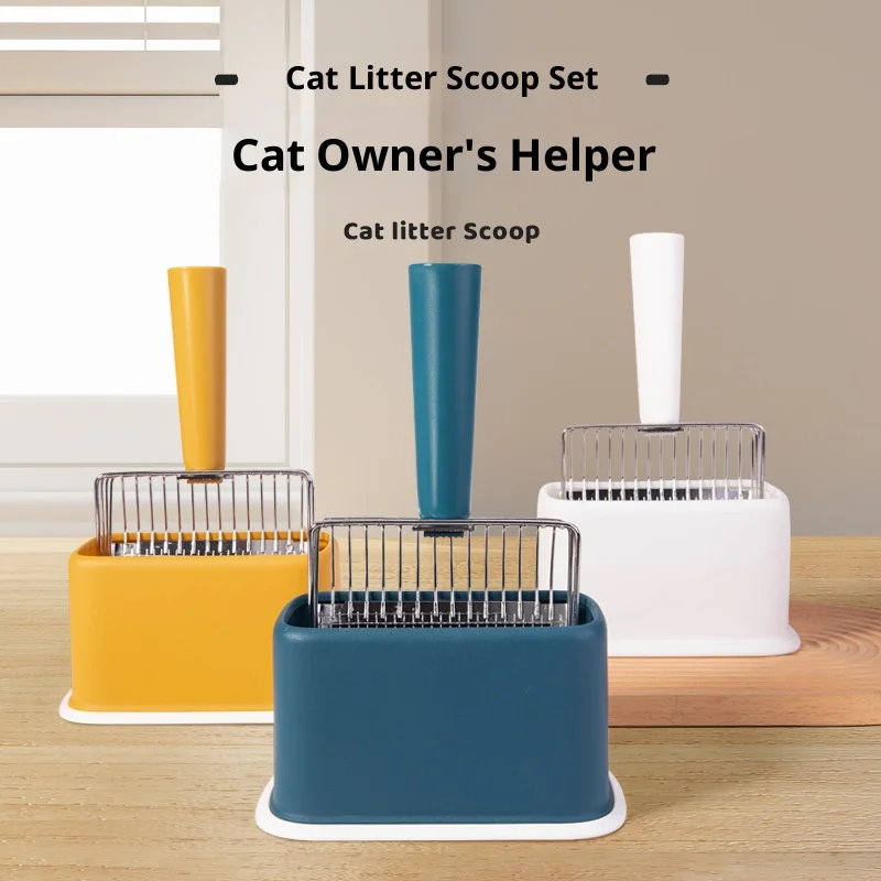 Cat Litter Scoop Set Long Handle Sifting Box with Stand Pet Shovel for Kitty Waste Toilet Cleaning 1005010295570189