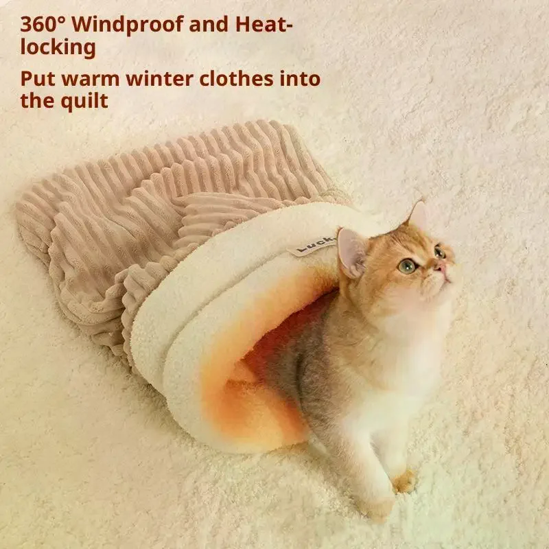 Warm Thickened Closed Cat Nest, Soft Cat Bed, Sleeping Bag, Indoor Comfortable Pet Cave for Cats 1005010296788736