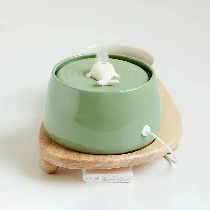 Ceramic Cat Water Fountain USB Charging Pet Feeders Dogs Automatic Circulating Filtration (1.3 L) 1005010297698951