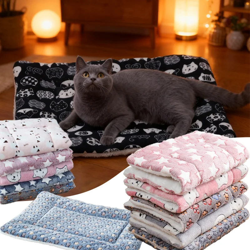 Thicken Cat Dog Mat Breathable Flannel Soft Pet Cushion for Cats Winter Warm Sleeping Bed Blanket 1005010298129971