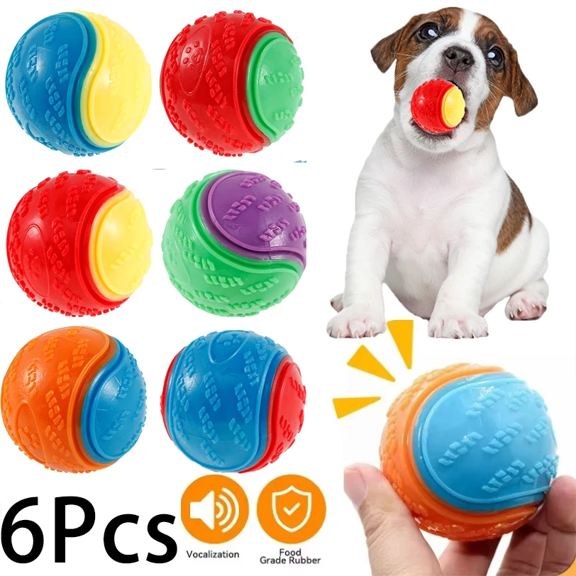 Dog Squeaky Balls Toys Interactive Soft TPR Dogs Chew Toy for Pet Teeth Cleaning Bite (6Pcs) 1005010304130072