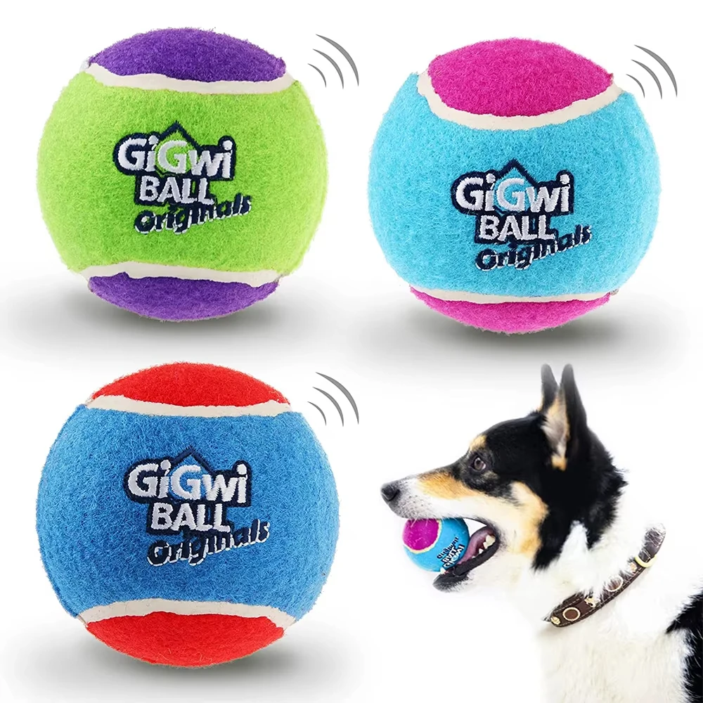 OUZEY 4Pcs/Set Pets Dog Squeaky Tennis Ball Toys Bite Resistant High Bounce Sound Rubber Ball 1005010305077179
