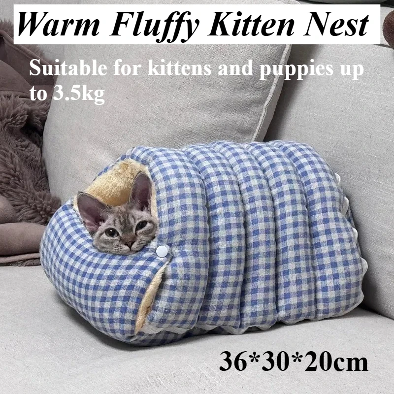 Winter Cat Dog House Closed Security Warm Plus Velvet Cold Cat Sleep Wrapped Pet Detachable (3kg) 1005010306573793