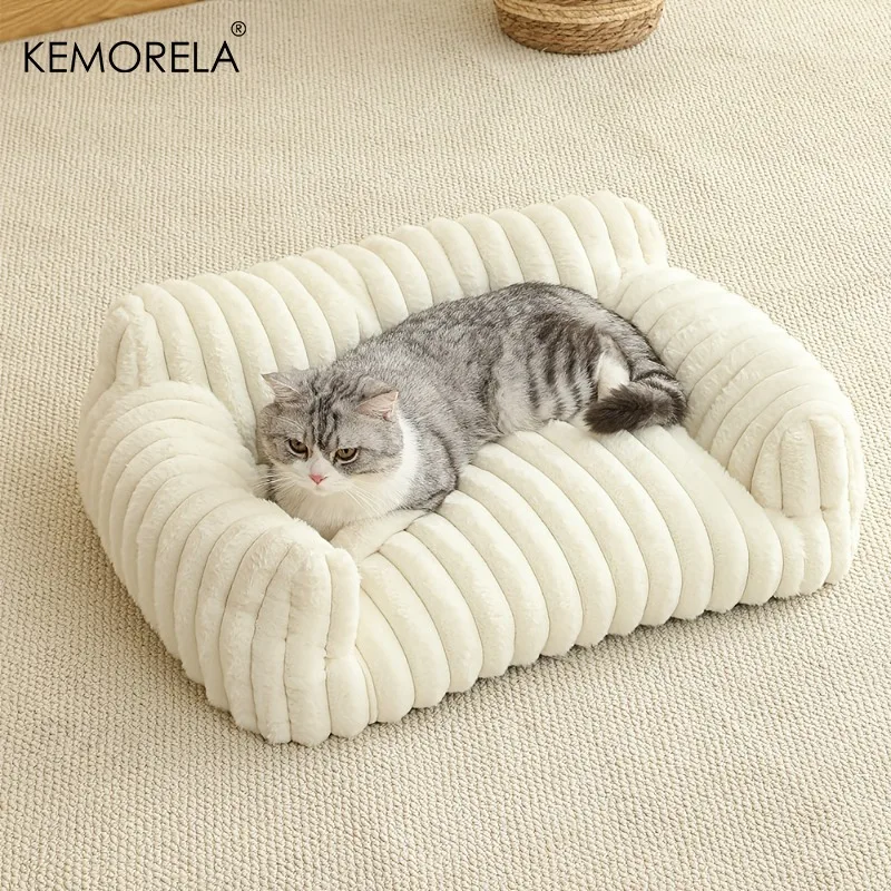 Cat Sofa Bed-Soft Polyester Pet Bed with Striped Design, Breathable for All Seasons (1PCS) 1005010313643236
