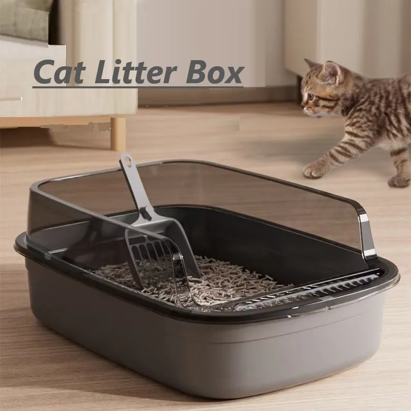 Cat Litter Box Kitty Sandbox Semi-Enclosed High Side Splashproof Cat Toilet Pet Bedpans with Litter 1005010332859346