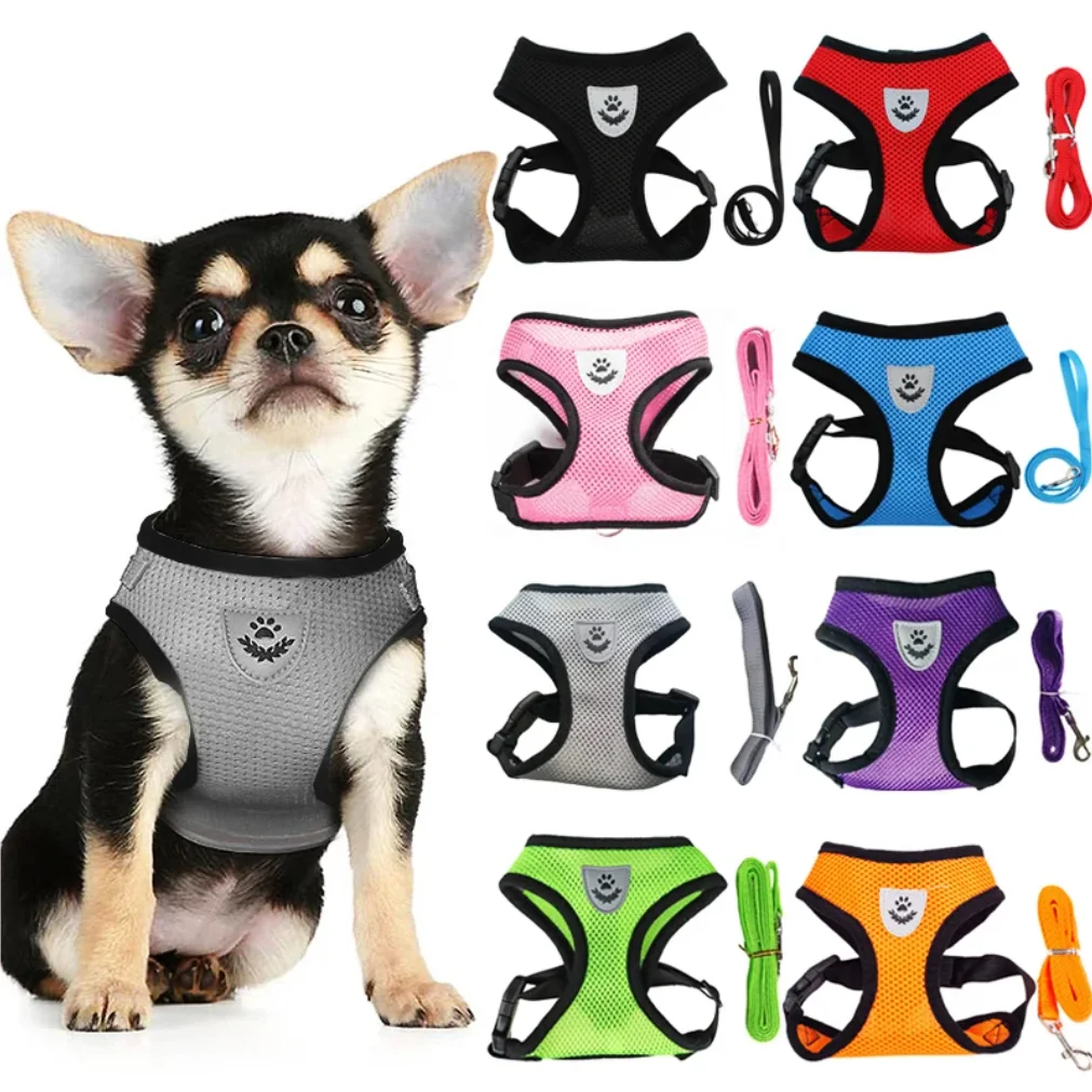 Cat Small Dog Breathable Mesh Harness and Leash Kitten Cats Harnesses Little Dog Puppy Harness 1005010336730915