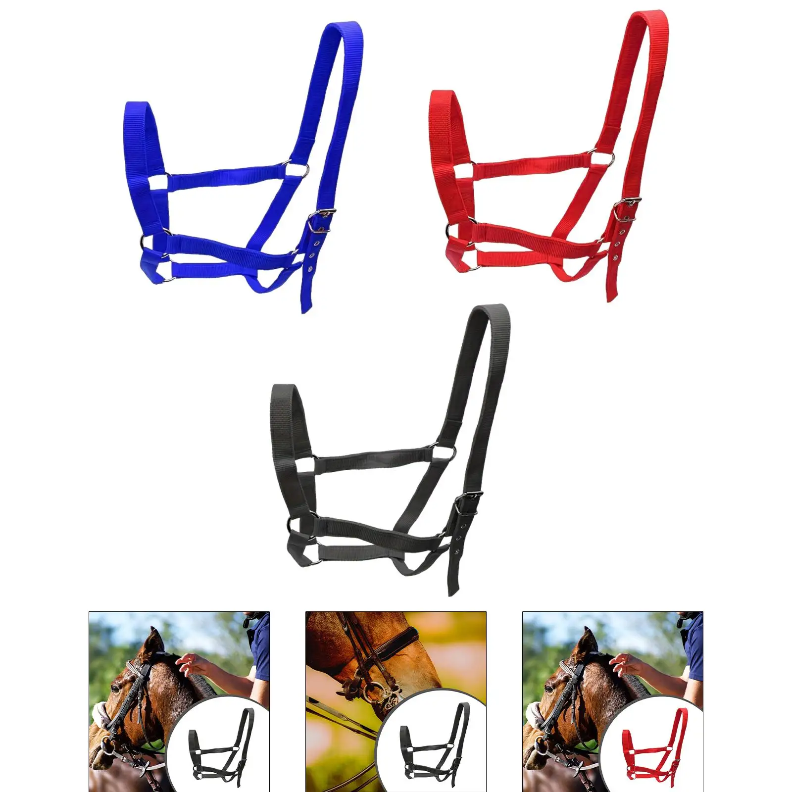 Horse Halter, Chin and Throat Snap Halter, Easy to Wear 1005010376434032