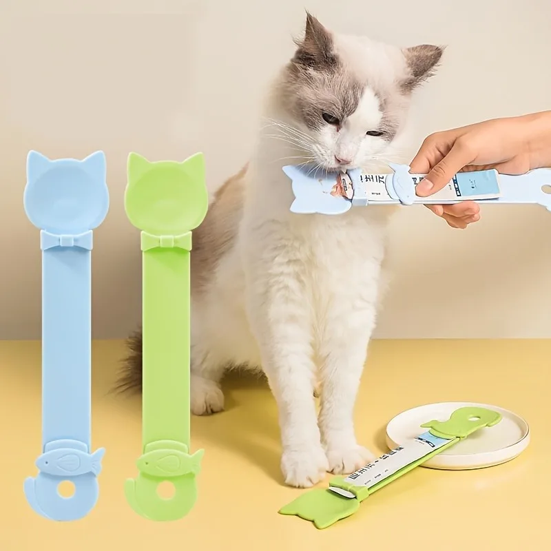 1PCSCat Strip Feeder Spoon Long Handle Lickable Wet Food for Cats Pet Meat Mud Squeeze Dispense 1005010399520214