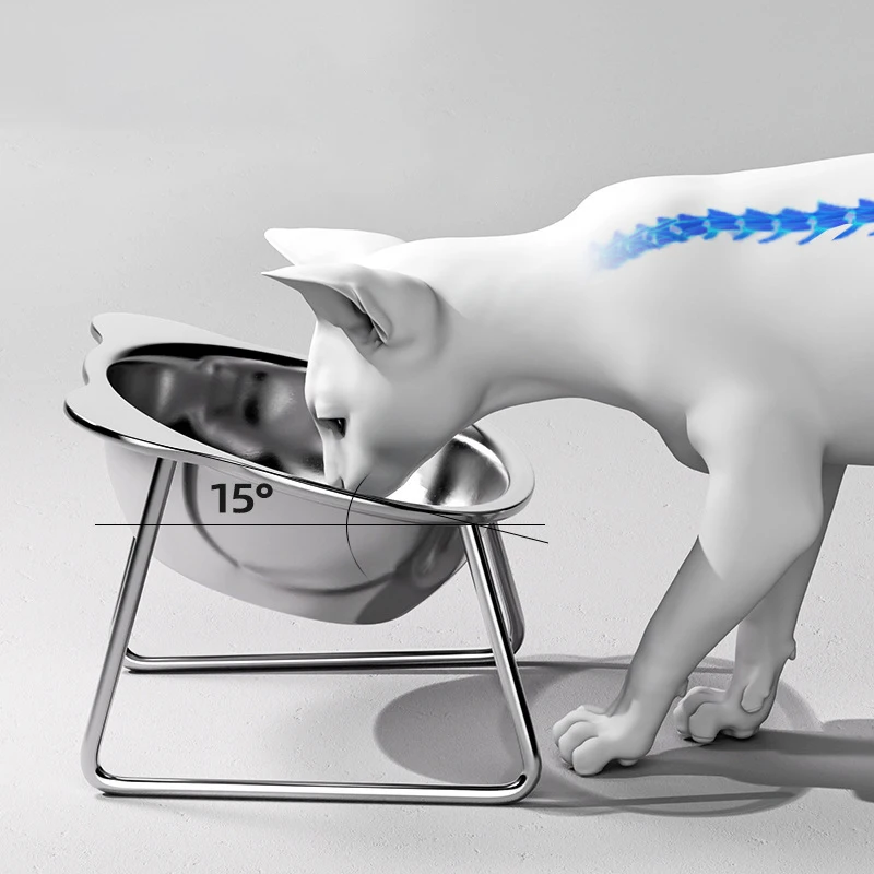 Food Bowl 304 Stainless Steel Shatter-Resistant Elevated 15° Pet Supplies for Puppy Cat Raised 1005010399877588