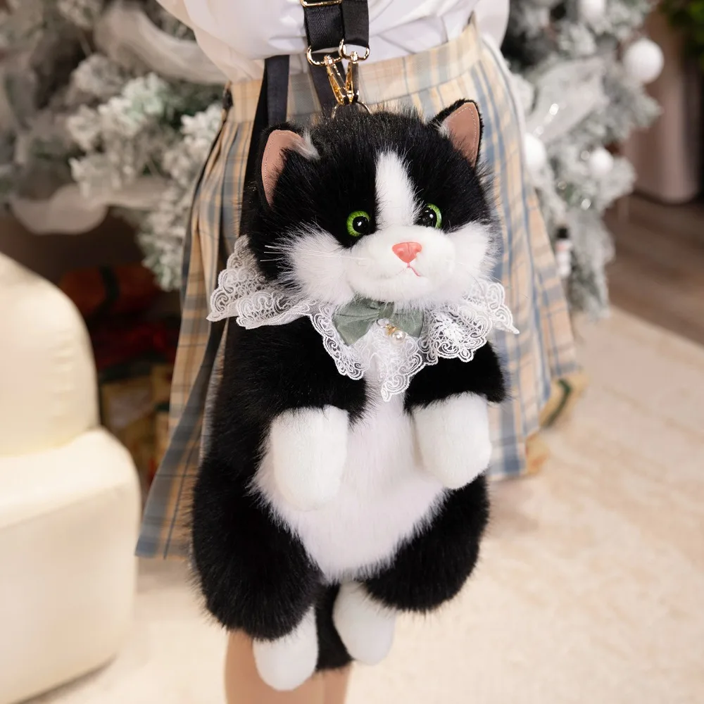 Super Realistic Simulated Puppet Cat Backpack Cute Stuffed Animals School Bags Travel Storage 1005010407555000