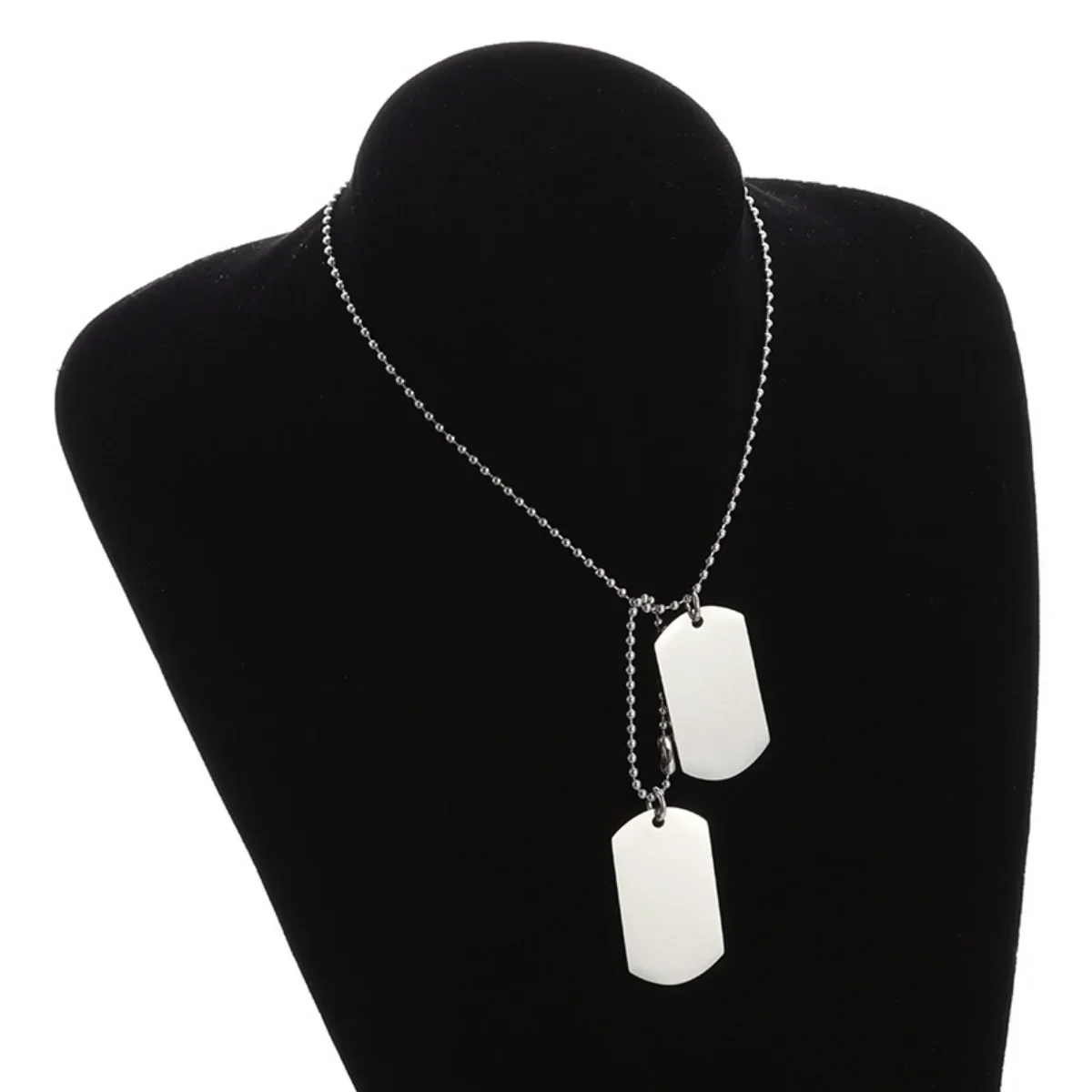 Military Dog Tag Necklace for Men Rectangular Double Stainless Steel Titanium Army Male Jewelry Gift 1005010432901739