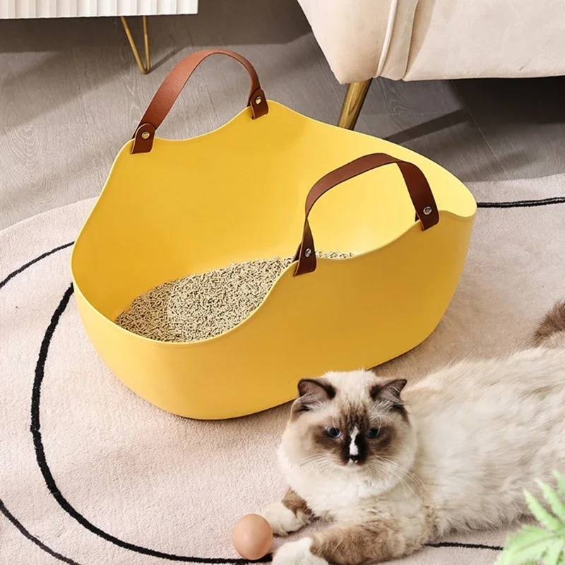 Cats Litter Box with Handle Rabbit Generous Space Smooth Surfaces Pans Portable Cats 1005010433366388