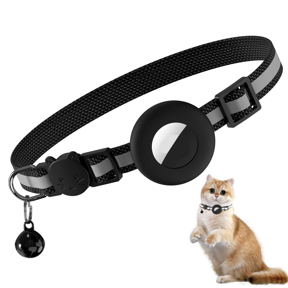 For Apple Airtag GPS Tracker Protective Case Reflective Anti-Lost Cat Collar with Little Ball 1005010434545246
