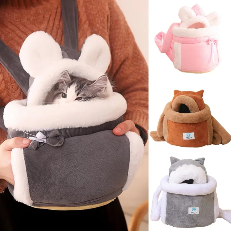 Cat Backpack Carrier Winter Warm Soft Plush Carry Pets Cage for Outdoor Travel Walking Cute Indoor 1005010440460439