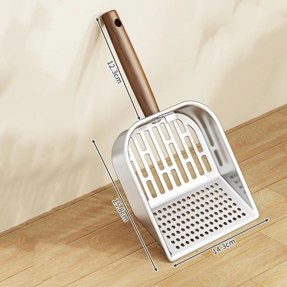Durable Wooden Handle Cat Litter Scoop Waste Removal Easy Clean Tofu Sand Stainless Steel Pet Shovel 1005010444908370