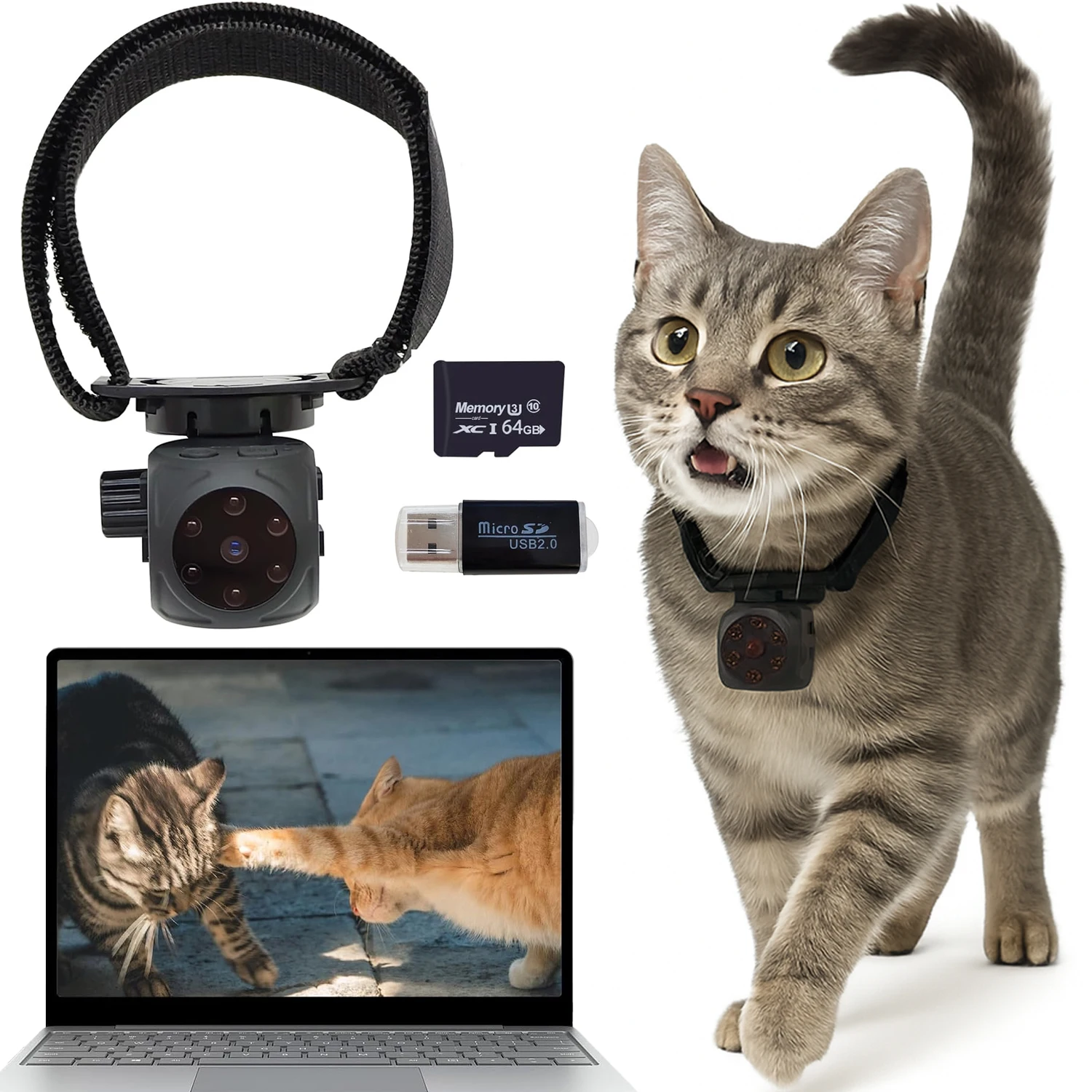 Cat Camera Collar 1080p Pet with 64gb Sd Card Wireless Mini Sport Cam Infrared Night Vision 1005010459321563