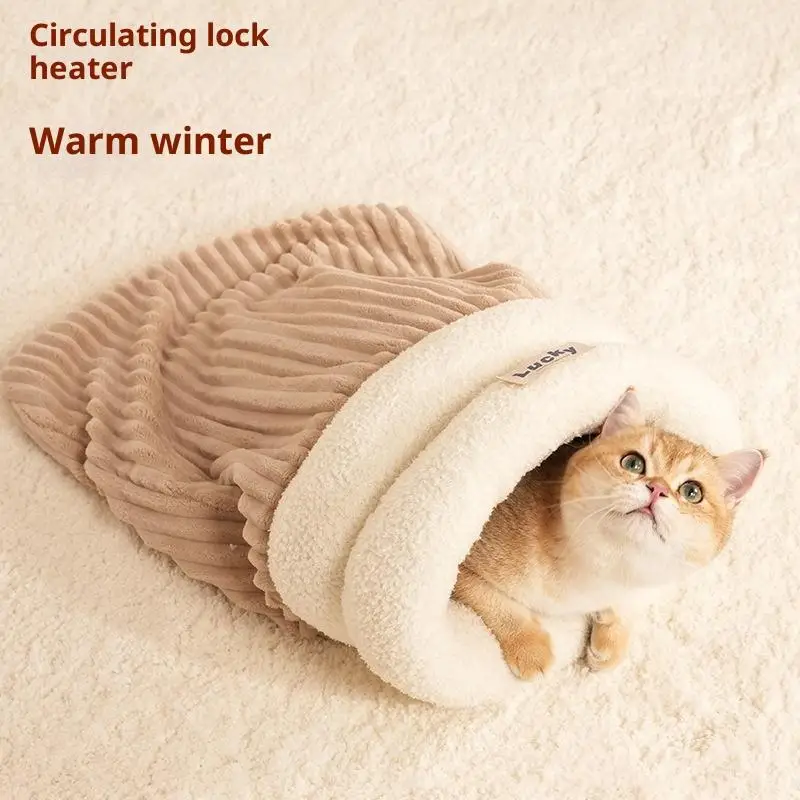 Closed Cat Nest Thickened Bed Sleeping Bag Indoor Cats Winter Warm Soft Cave Comfortable Pet 1005010471209521