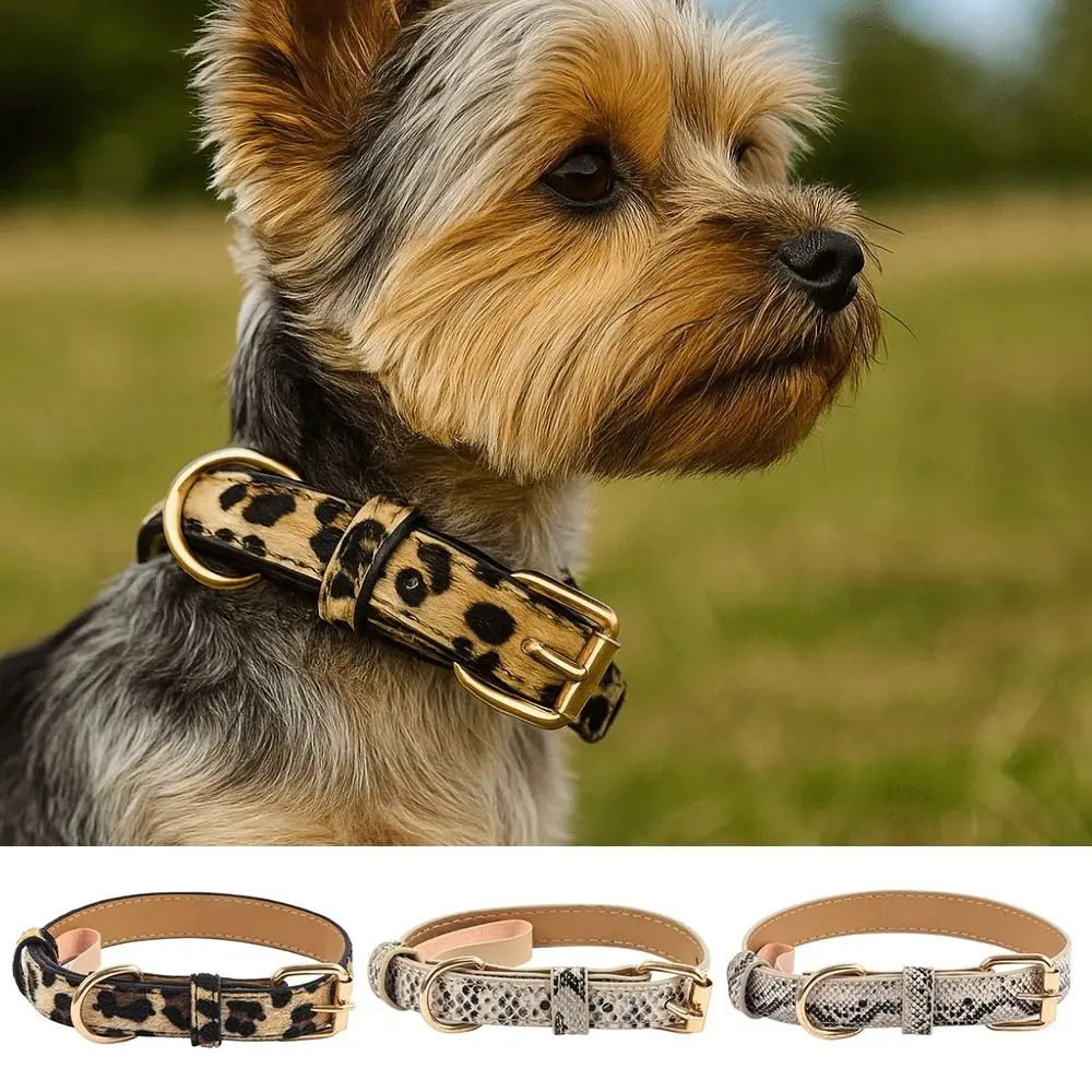 Durable Leopard Print Dog Collar Pet Walking PU Leather Leopard Wear Resistant Pet 1005010478929164