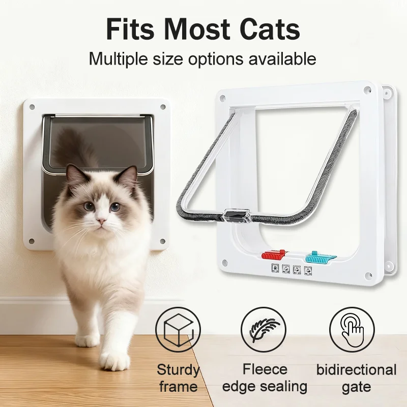 Four-Way Safety Lock Flip Door, Weatherproof PVC Pet Door, Suitable for Cats and Dogs (1 Set) 1005010502939090