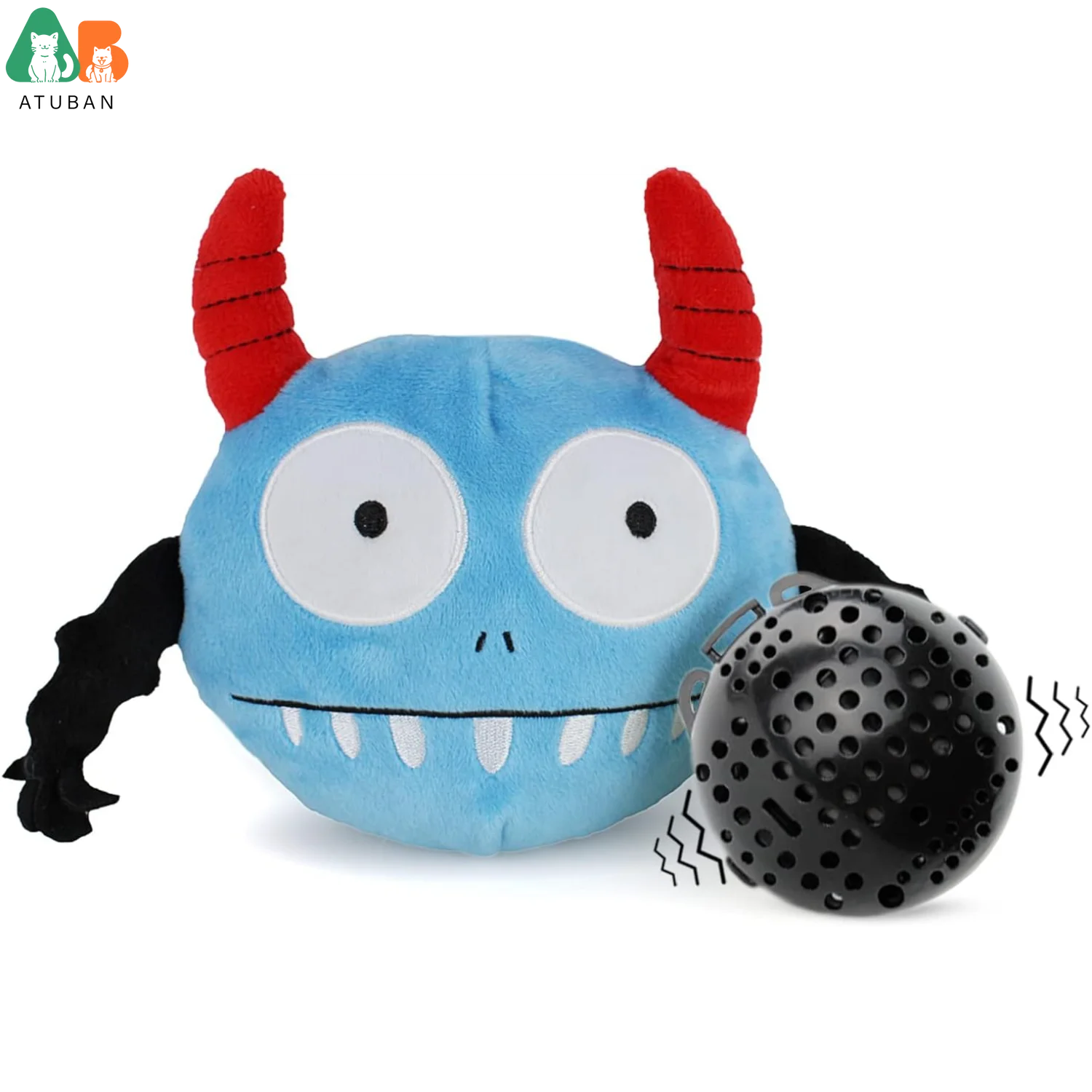 ATUBAN Giggle Plush Dog Toy Interactive Dog Toys Pet Squeaky Toy with Jumping Activation Ball 1005010520235294