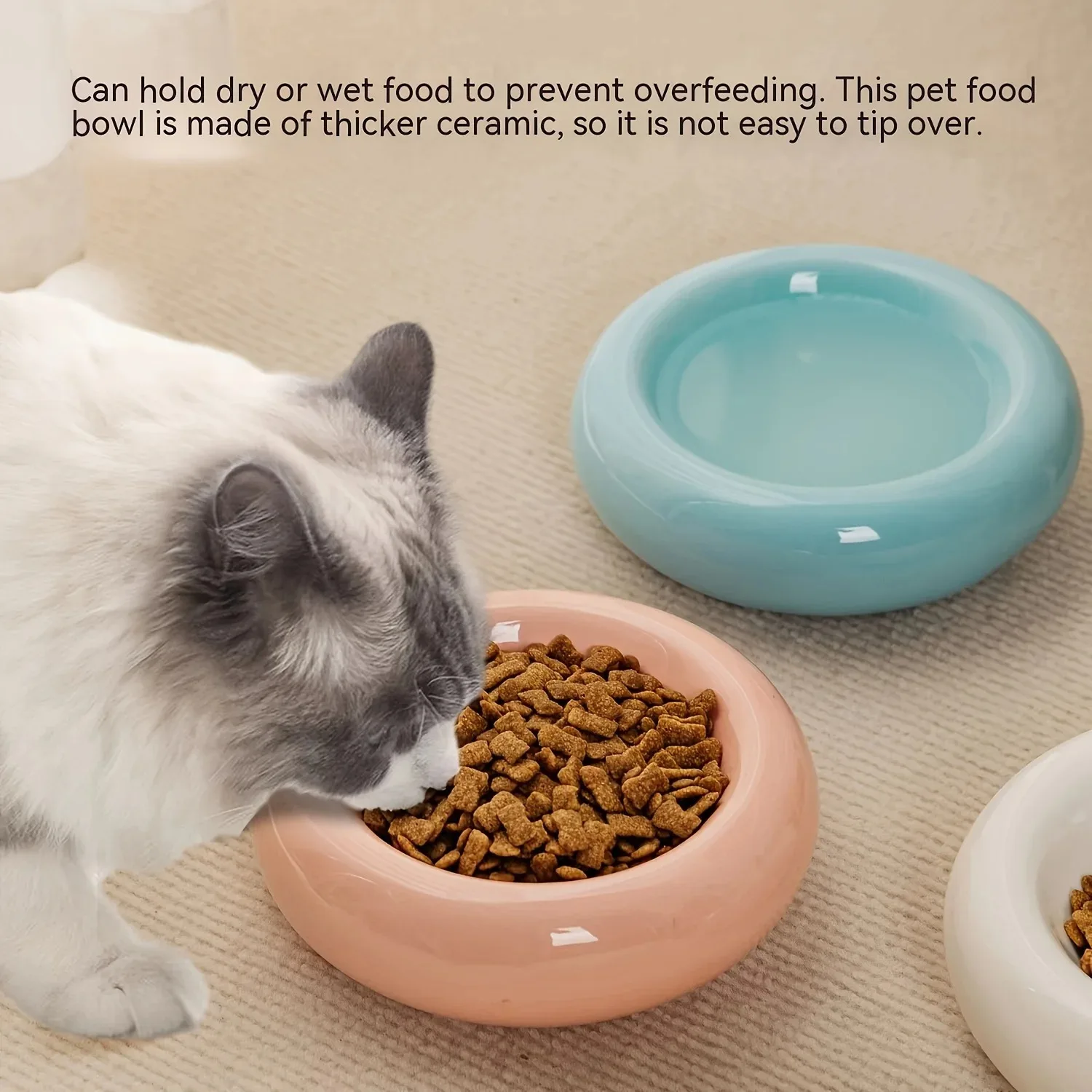 Cat Bowl Ceramic Dish Pet Bowl Donut Shape Cat Food Bowl Anti-Fall Flip Bowl Non-Slip 1005010522520802