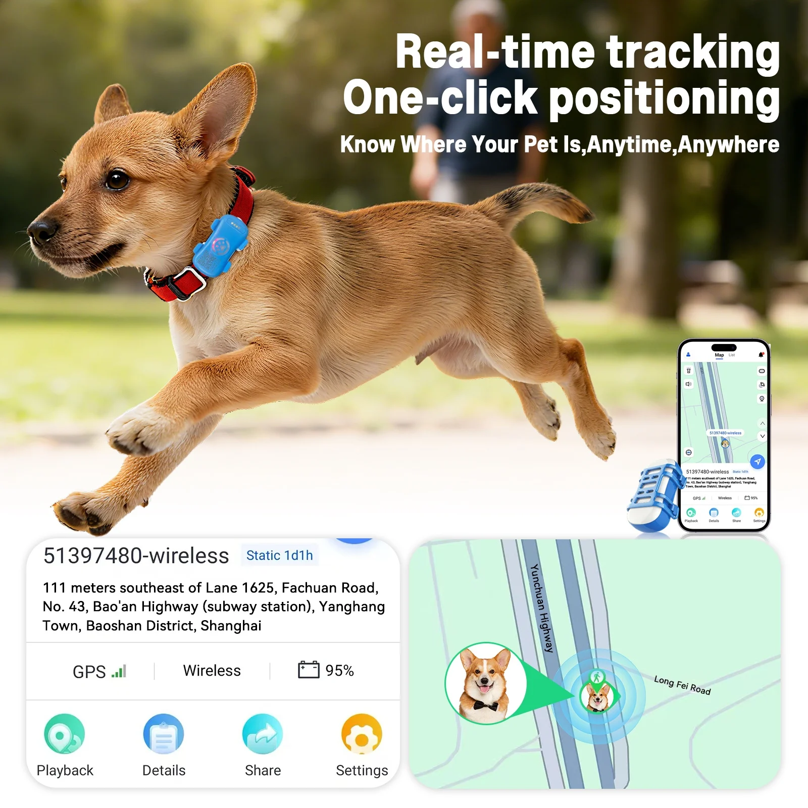 Mini GPS Tracker Waterproof Anti-Loss Real-Time for Cat Dog Accessories with Subscription (4G) 1005010527093458