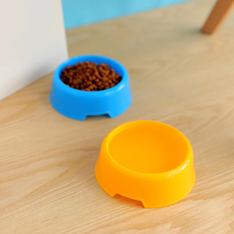 Practical New Colorful Pet Bowl Dog Cat Puppy Plastic Round Travel Feeding Food Water Dish Bowls 1005010527890920