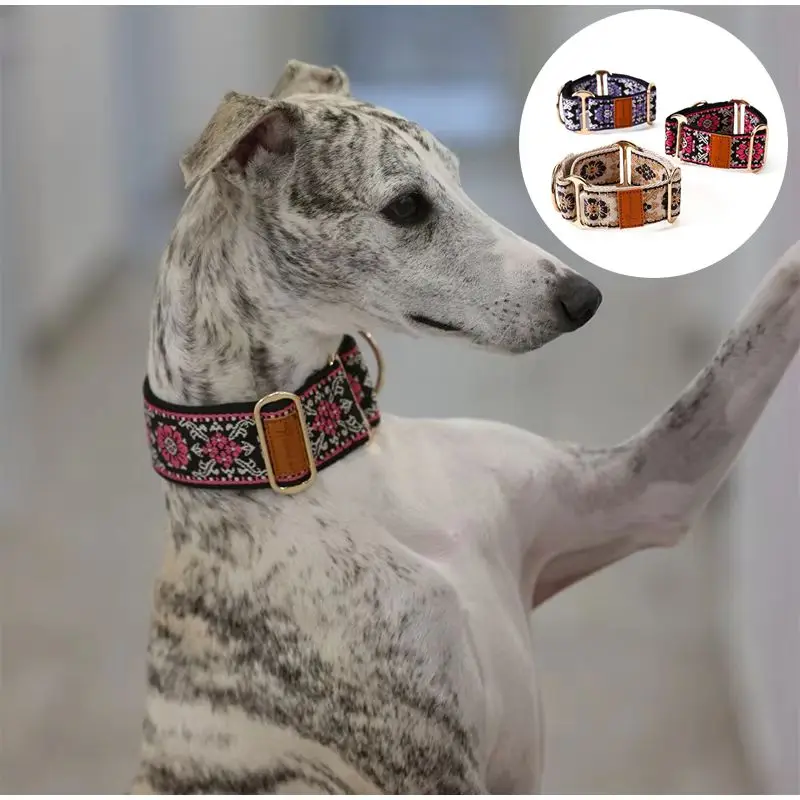 Adjustable Dog Collar Chinese Ethnic Style Martingale Greyhound Collar Patterned Anti-Pull Collar 1005010528489947