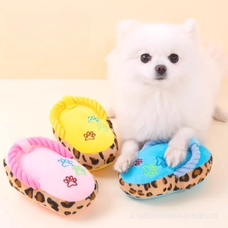 Dog Squeaky Chew Toy Plush Stuffed Slippers Flip Flops Shoes Chewing Bite Toys Interactive (1Pcs) 1005010533829925