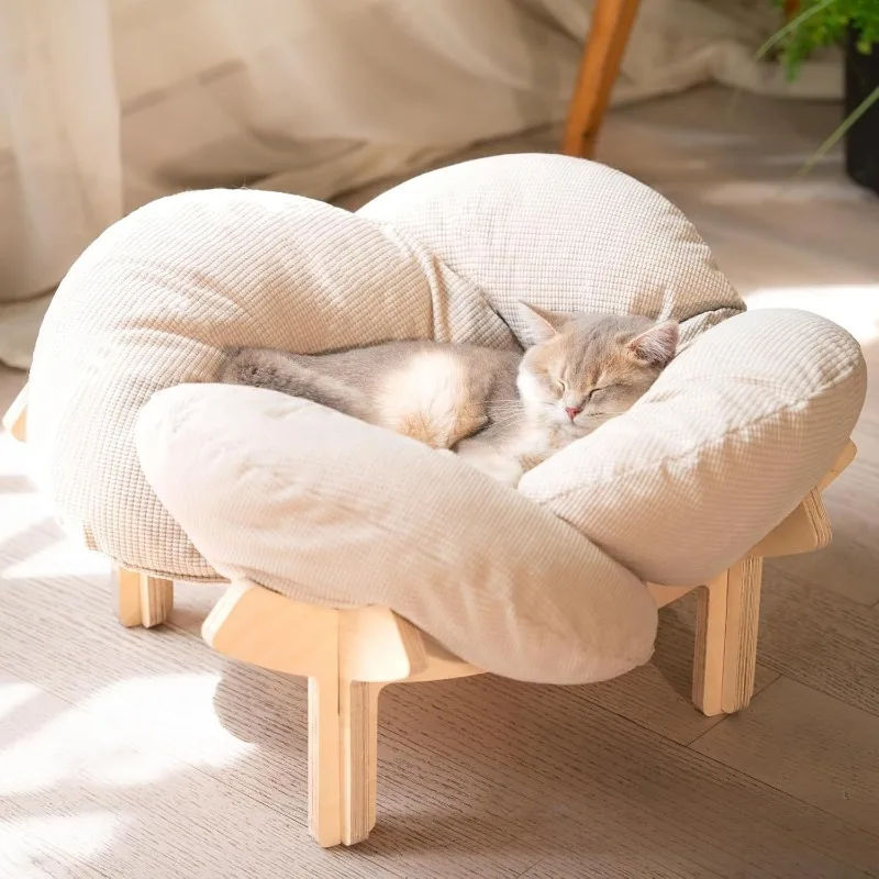 Wooden Cat Nest Indoor Elevated Cat Bed Solid Wood Pet Sofa Bed Universal 1005010541439901