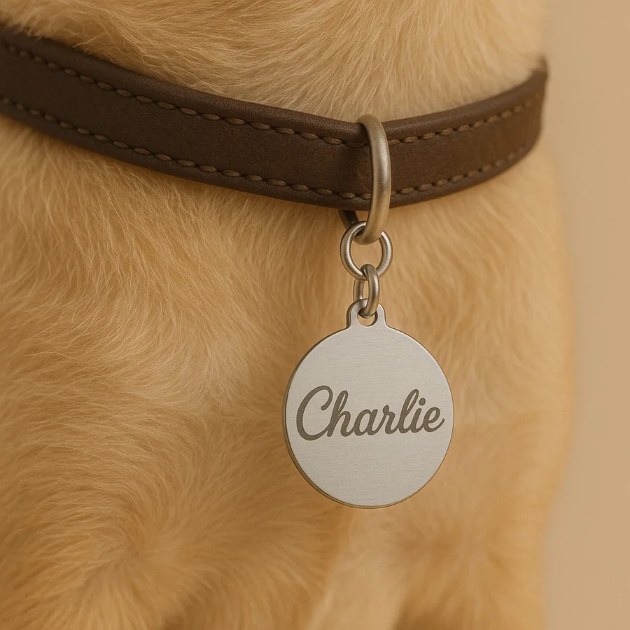 Custom Stainless Steel Pet ID Tag Personalized Name & Phone Number Round Dog Cat Collar Tag 25mm (1pc) 1005010559882808
