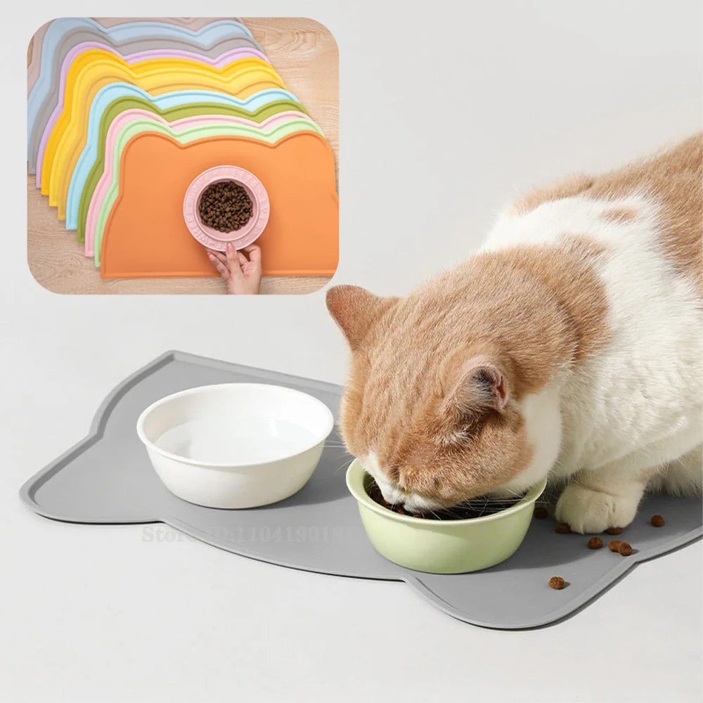 Pet Feeding Mat for Dogs & Cats Multiple Colors Silicone Waterproof Washable Cat Food Bowl Mat 1005010561494817