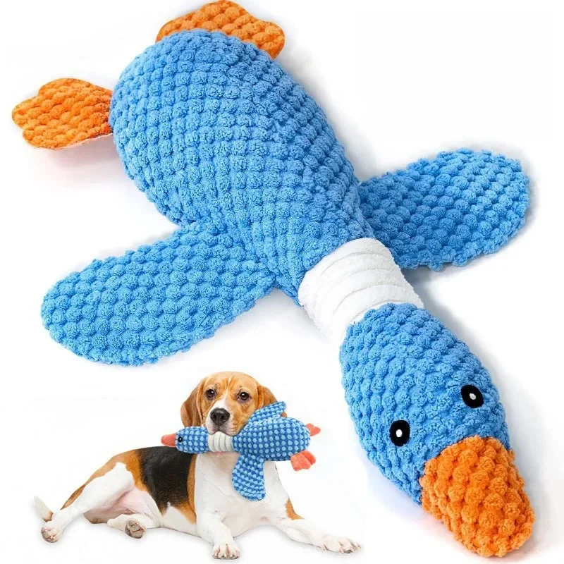 New Blue Goose Dog Toy Cat Toy Pet Toy Double Color Goose Tough Bite Chew Plush Sound Toy Plush Toy 1005010563468447