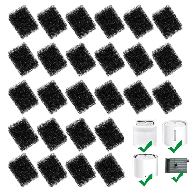 Cat Fountain Filters Sponge Replacement Pet Fountain Pre-Filter Square Foam Sponges For (30 Pack) 1005010564931502