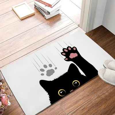 Simple Black and White Cat Welcome Doormat Entry Door Mat Bedroom Kitchen Home 1005010568883582