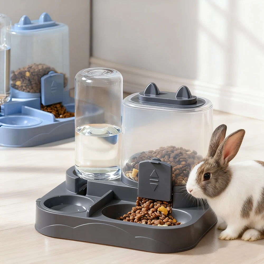 2-In-1 Automatic Feeder with Controllable Food Amount for Small Animal Pets Rabbits Cats Dogs (1 PC) 1005010585930913