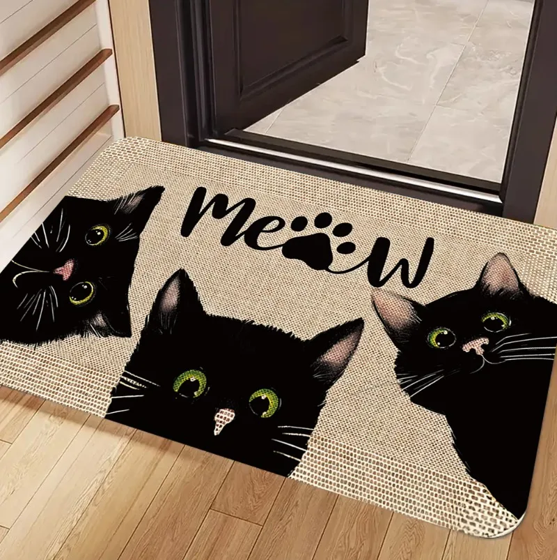 Cute Cat Pattern Entrance Door Mat Welcome Mat Bathroom Kitchen Non-Slip Floor Carpet Washable 1005010598348937