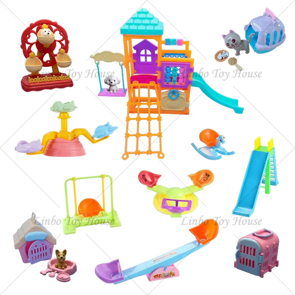 New for Children's Play House Simulation Mini Pet Puppy Dog Cat Kennel Amusement Park Set 1005010601969092