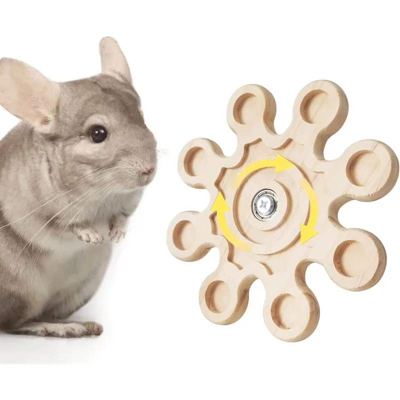 Chinchilla Wooden Rotating Chew Toy Teeth Health Interactive Spinner Hanging Cage Accessory 6.3In 1005010604927625