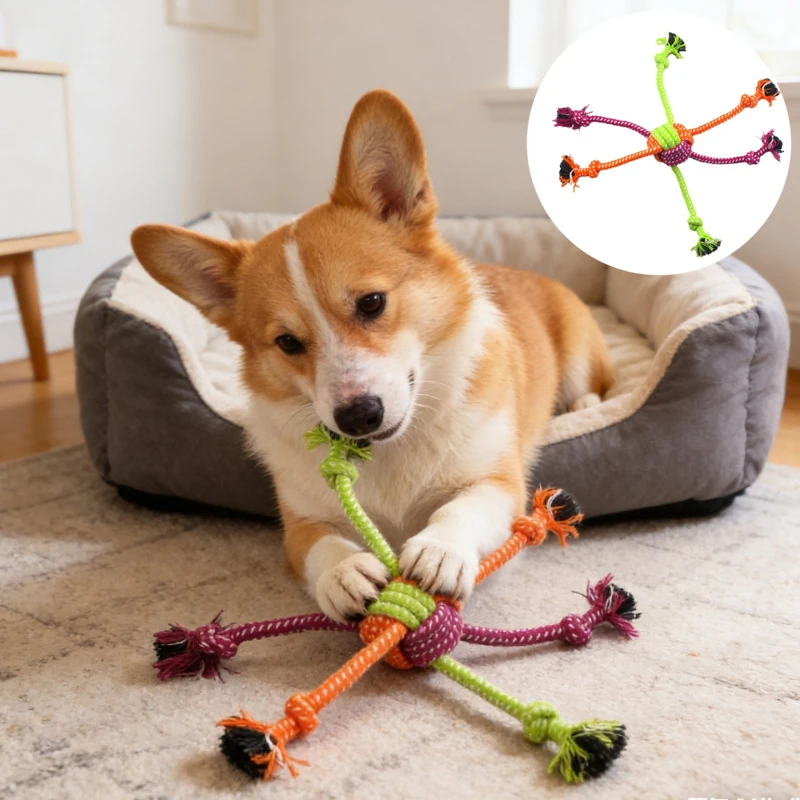 Dog Chewing Toy Pet Molar Bite-Resistant Cotton Rope Knot for Dog Puppy Durable Teeth Cleaning 1005010609823968