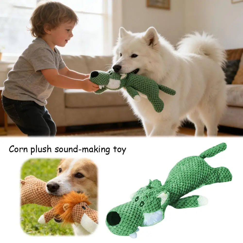 Cute Plush Animal Squeaky Dog Toy Plush Cartoon Interactive Durable Teeth Grinding Pet 1005010609905415