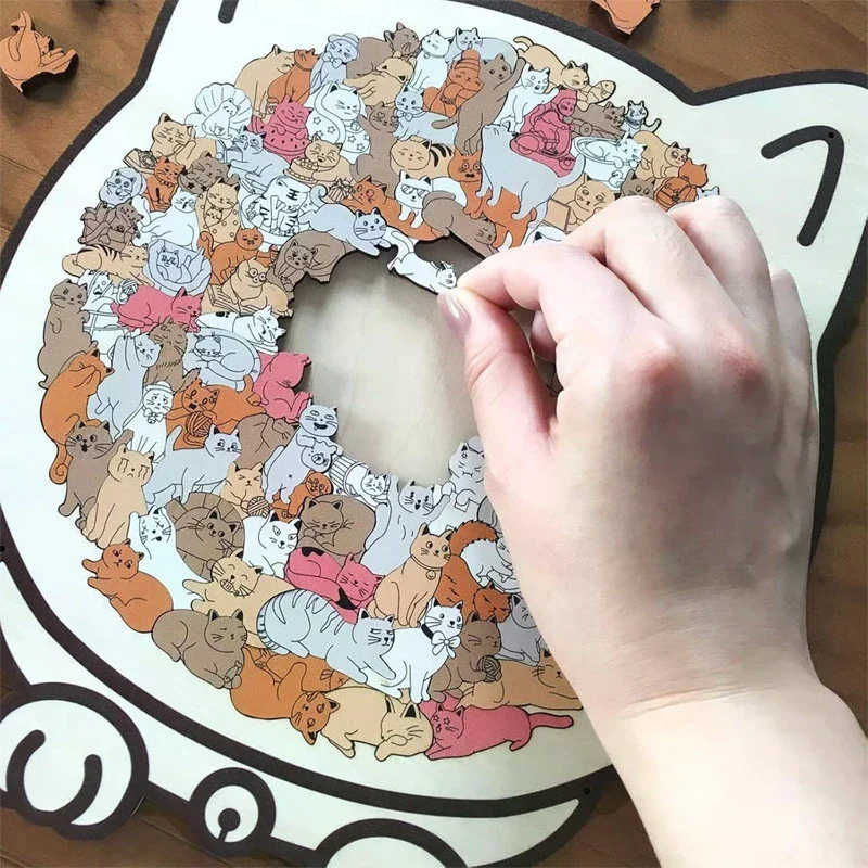 Dog Bear Shaped Puzzle with Animal Shards Wooden Jigsaw Puzzle Unique Irregular Animal Decorations 1005010611186528