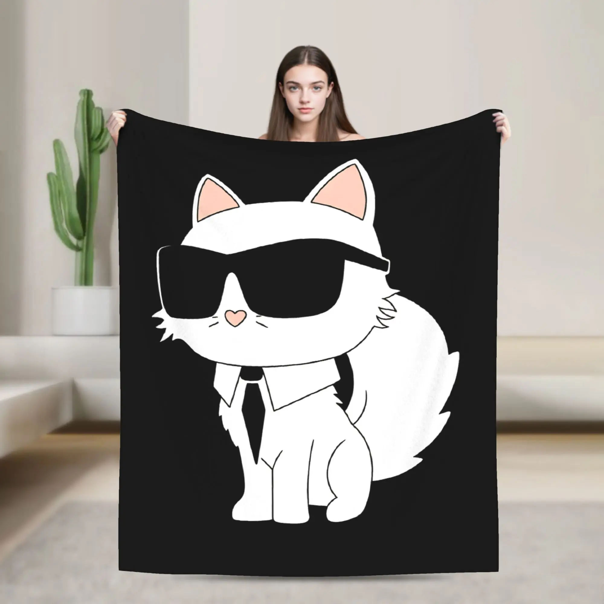 Fashion Print Spectacled Cat Blankets Quality Warm Soft Throw Blanket Winter Picnic Couch Chair 1005010611954938