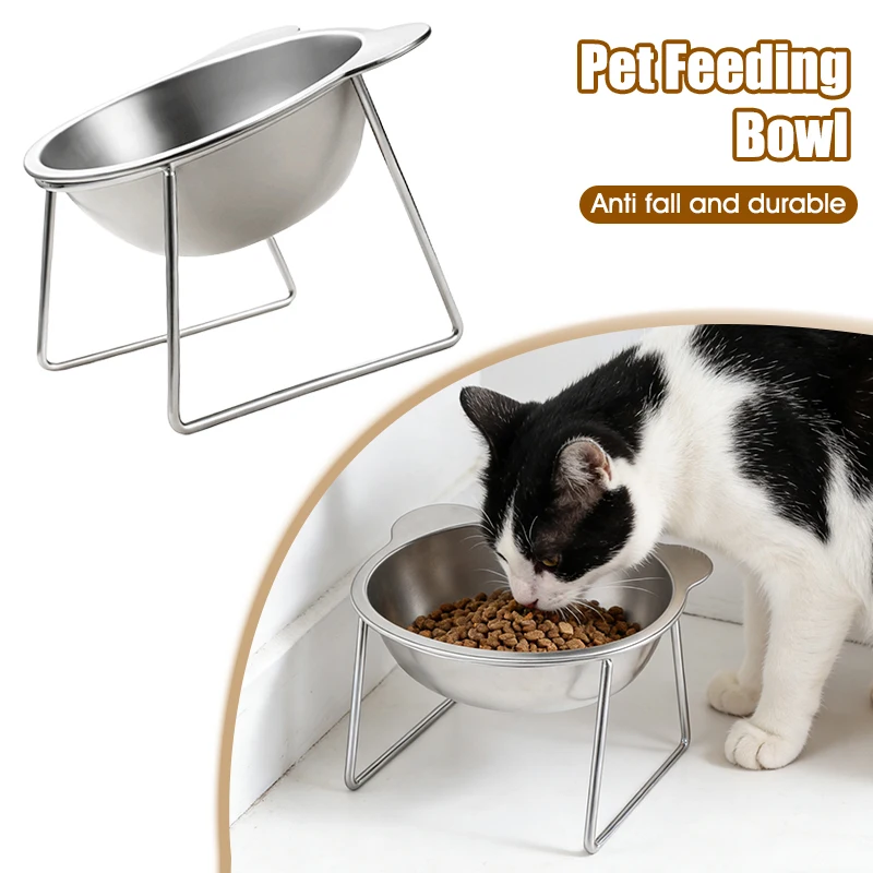 Stainless Steel Cat Bowl Elevated Feeder Protection Neck Anti-Choking Pet for Cats Small Dogs 1005010626454767