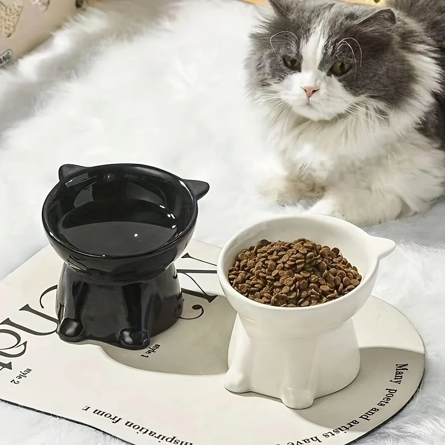 Cat Bowl, Anti Vomiting 15 Degree Tilted Cat Tray, Stable Base, Not Easy to Overturn (1PC) 1005010626516672
