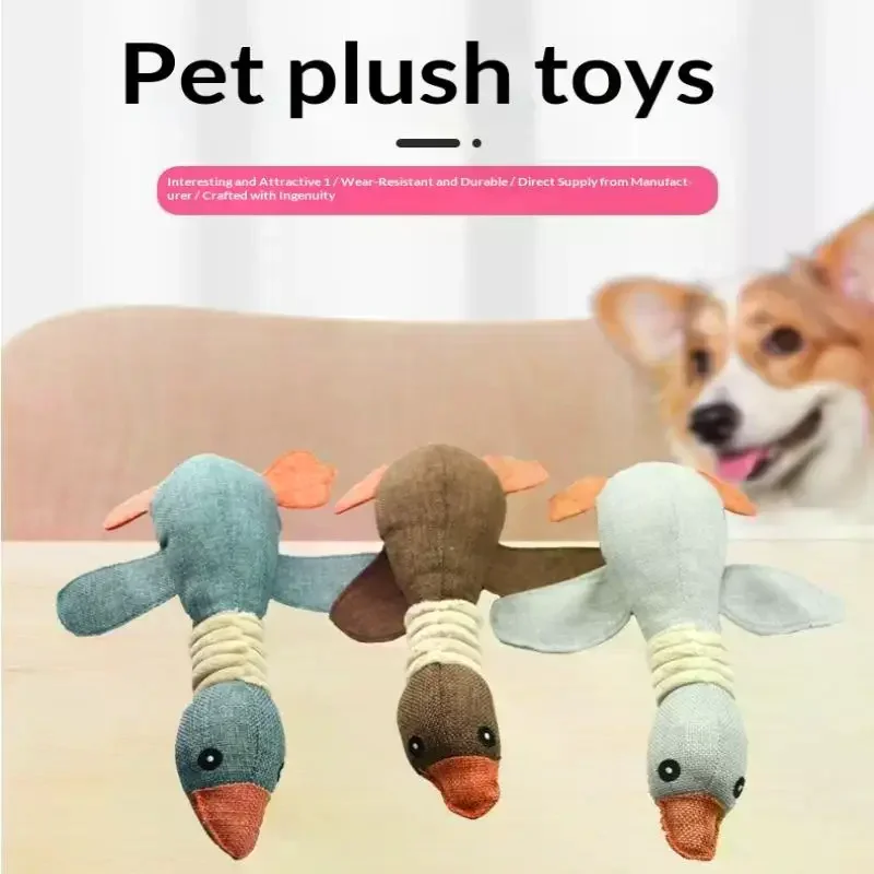 Pet Mallard Duck Dog Toy for Big Chewers Dog Squeaky Goose Puzzle Training Toys Cute Soft Dog (30cm) 1005010641354817