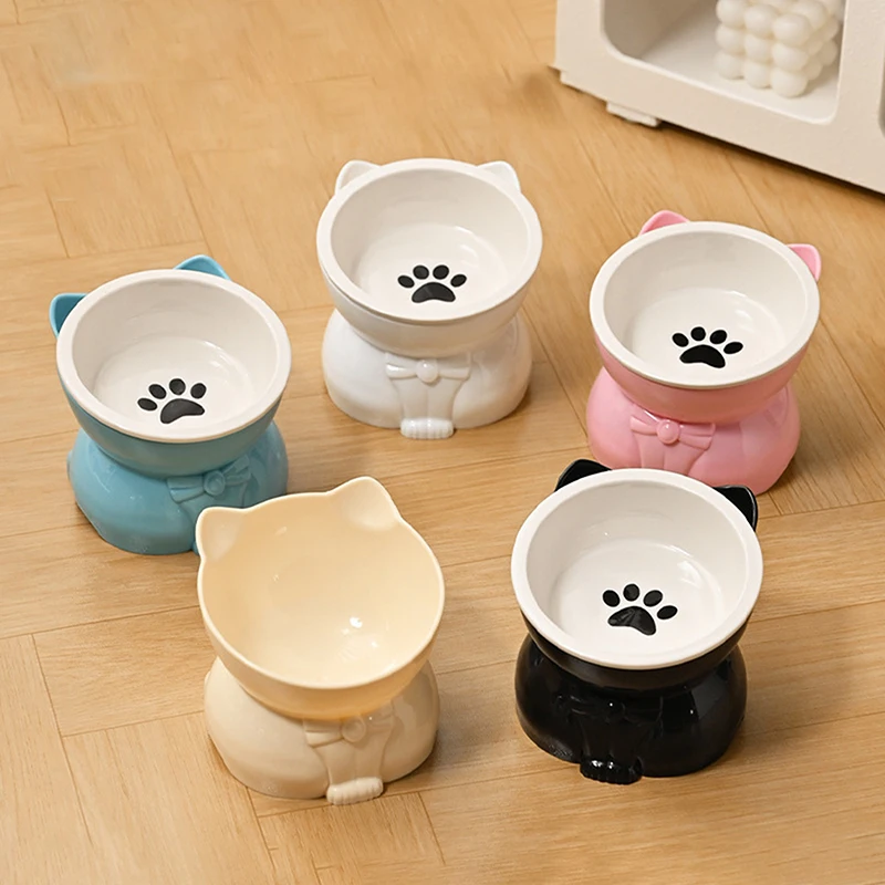 Ceramic Cat Bowl Slanted Mouth Dog Food Feeding Basin Non-Slip Pet High Foot Protection Cervical 1005010642245715