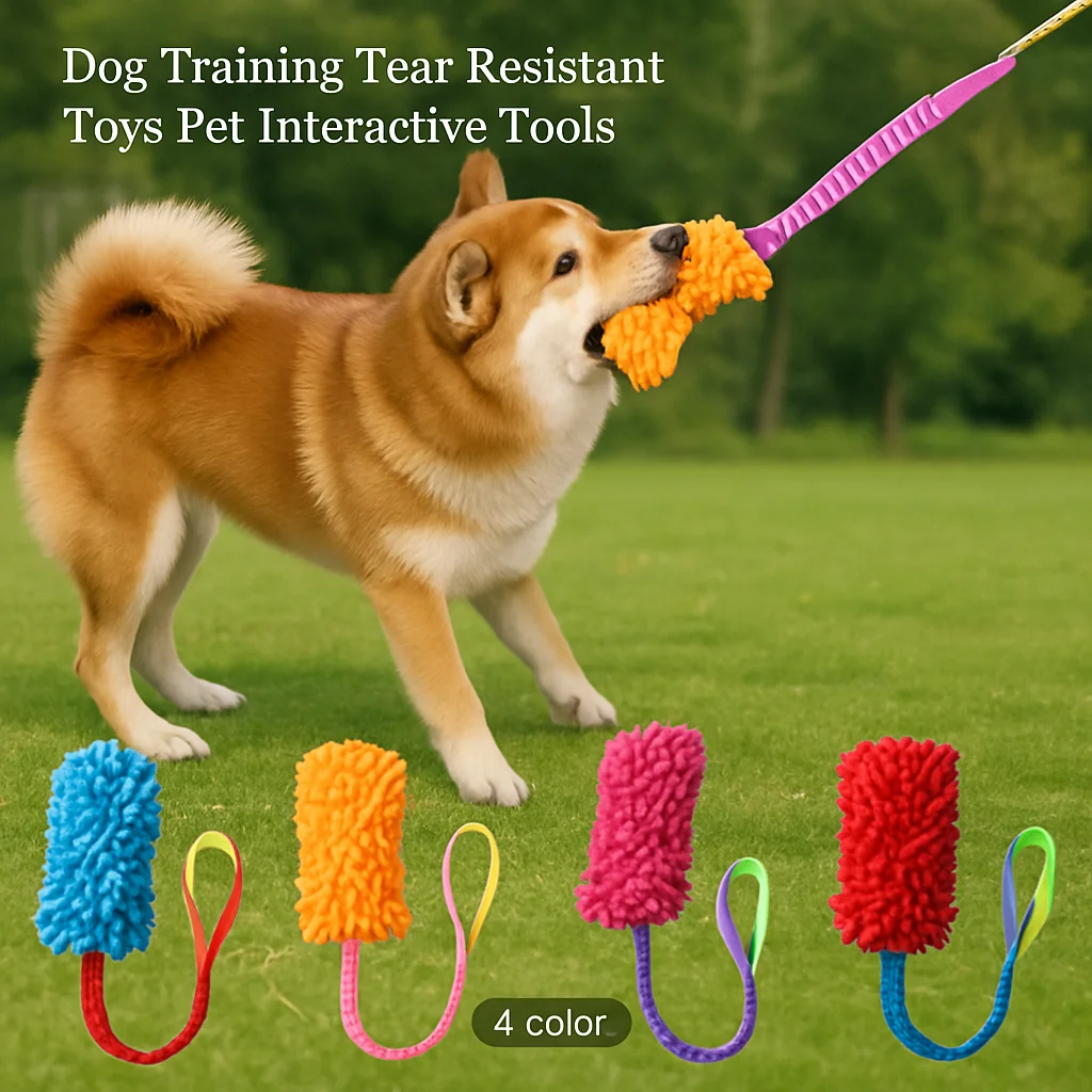 Durable Dog Toys for Aggressive Chewers, Soft Plush Pulling Rope Chew Toy with Sturdy Handle 1005010652070458